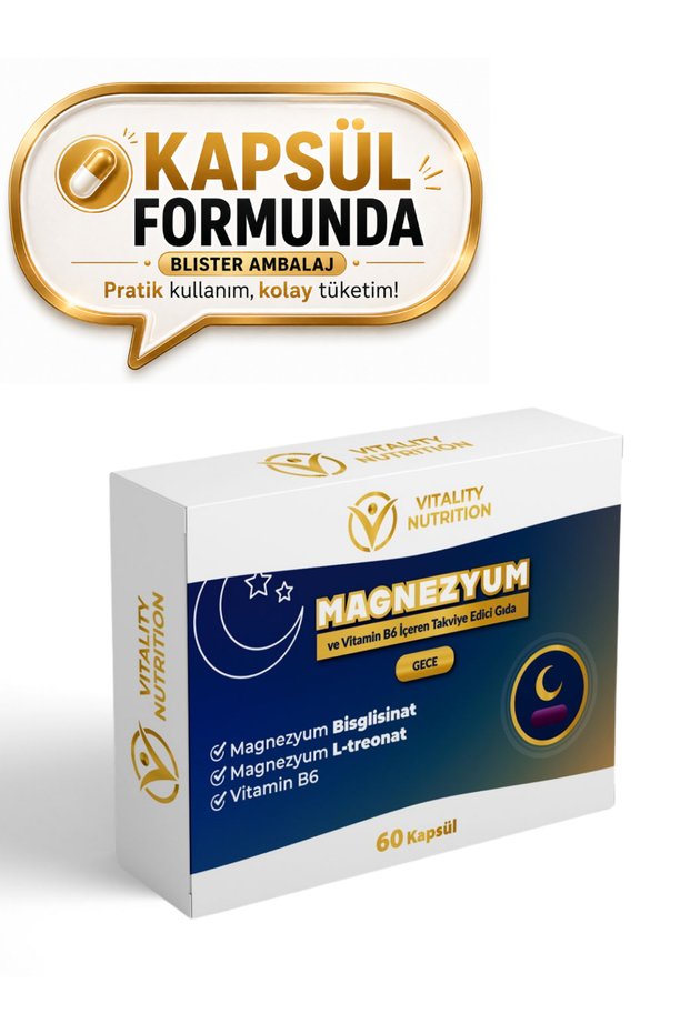 Magnesium Night 60 Capsules (Bisglycinate + L-Threonate + Vitamin B6) Food Supplement