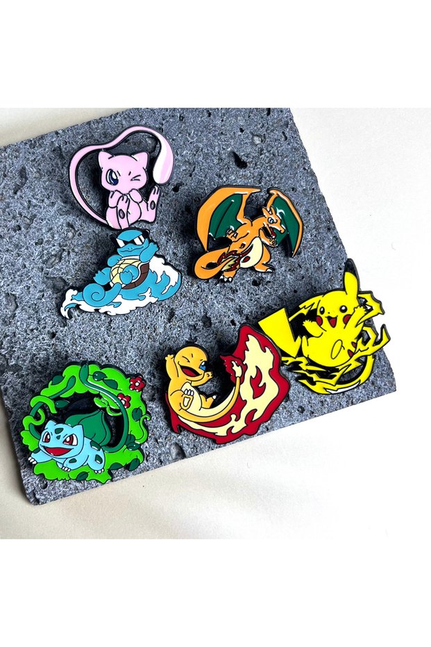 6pcs 6pcs Anime Pins Set Enamel Brooch Metal Badge Jewelry for Clothing Backpack Accessories - Squir