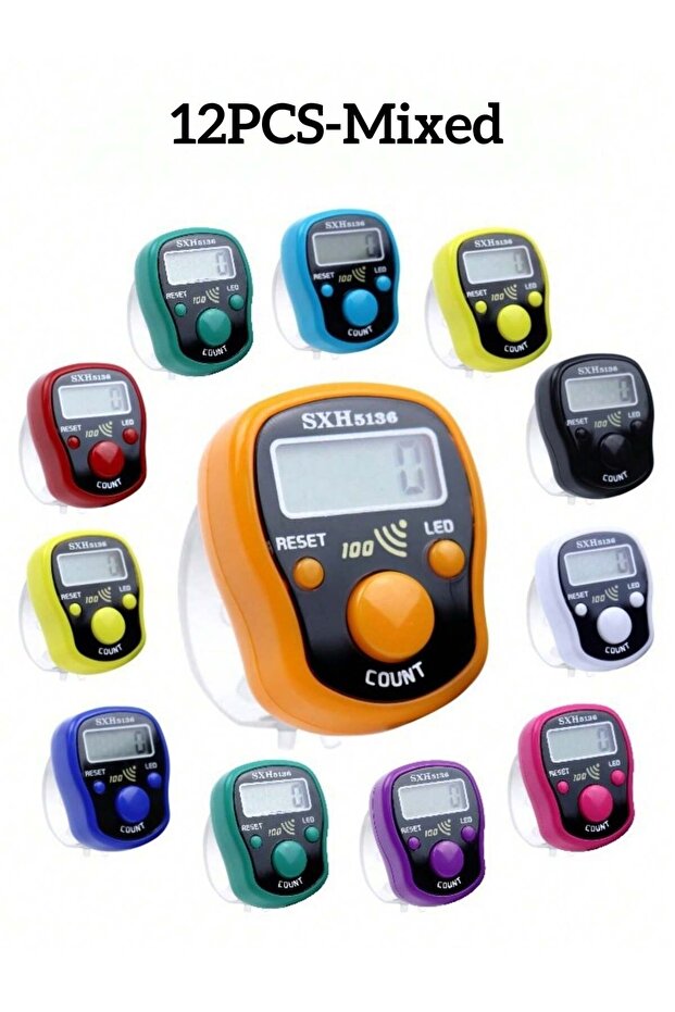 12pcs-Mixed 12/1pcs Ring Counter Portable Electronic Counter Manual Key Counter Mini Handheld Counte