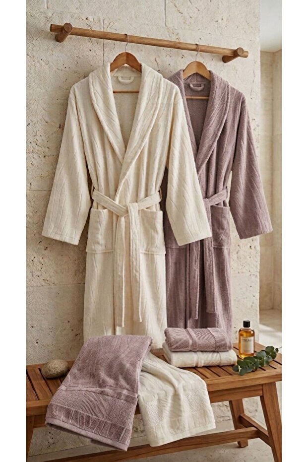 Velvet Jacquard Bathrobe Set 6 Pieces