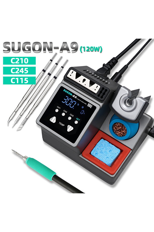 220V SUGONA9-3Handle-9PCS SUGON A9 Soldering Station Compatible Original Soldering Iron Tip 210/245/