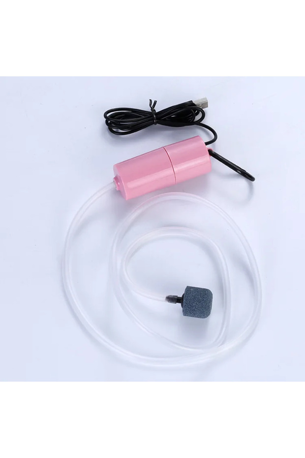 مضخة هواء أكسجين لحوض السمك وردية اللون مزودة بمنفذ USB وضاغط هواء صامت ومهوى صغير محمول مزود بأكسجين