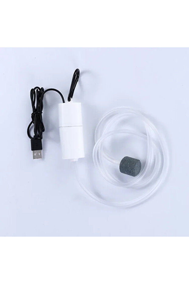 مضخة هواء أكسجين لحوض السمك، بيضاء اللون، تعمل بمنفذ USB، ضاغط هواء صامت، جهاز تهوية صغير محمول
