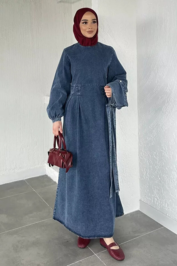 Vest Combination Denim Jean Hijab Dress