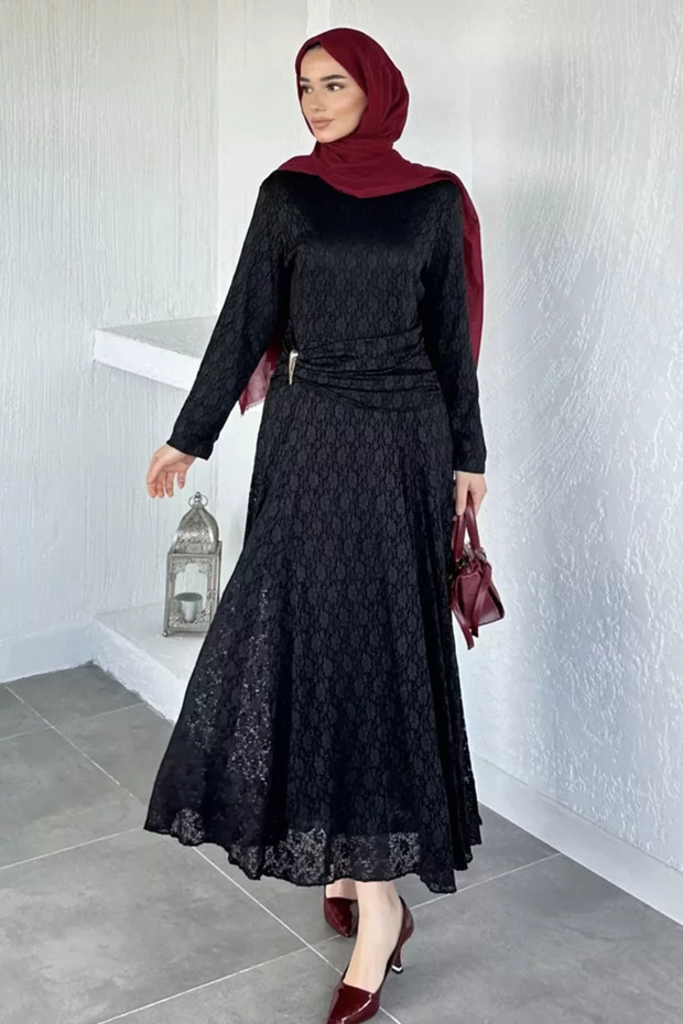 Gülseli Lined Hijab Lace Dress