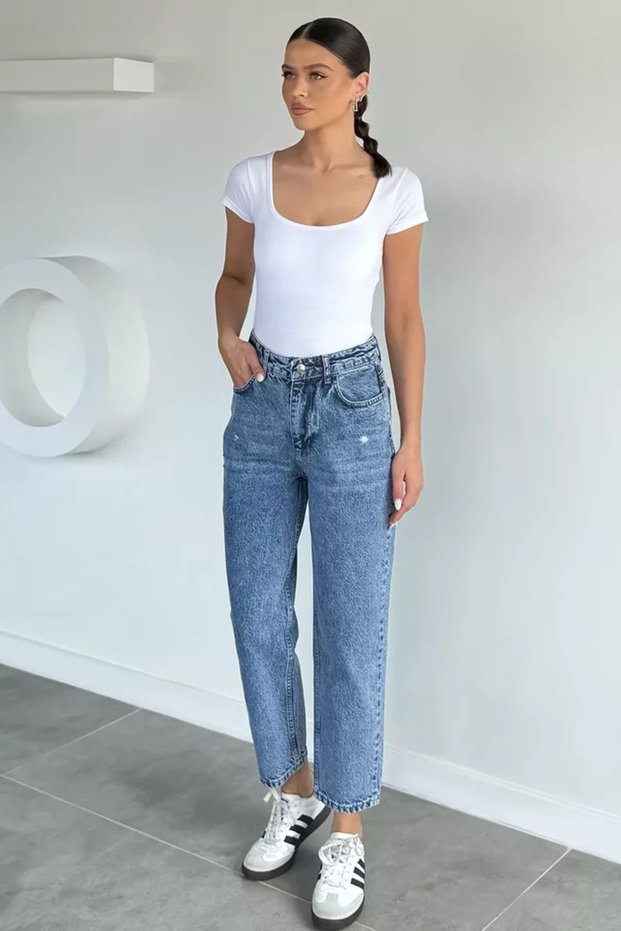 Women's High Waist Ankle Length Washable Jean Denim Pants