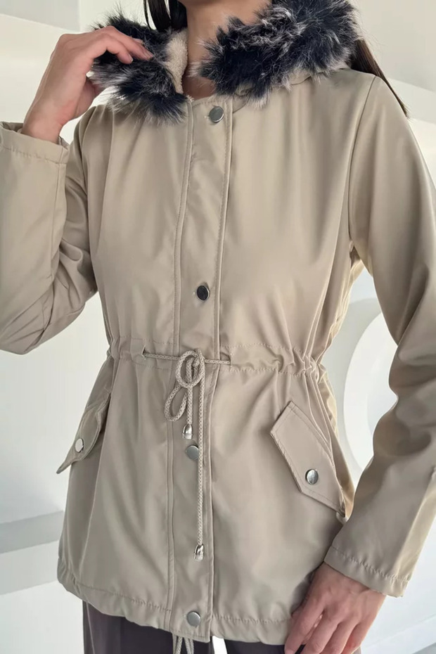 Women's Hooded Plush Coat
