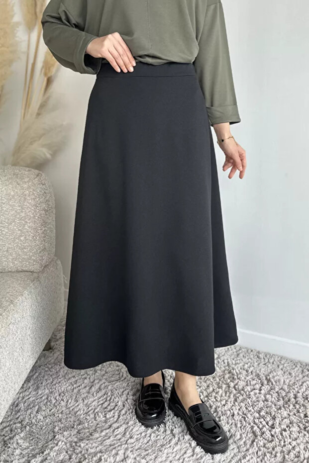 Bel Lastikti Kiloş Tesettür Skirt