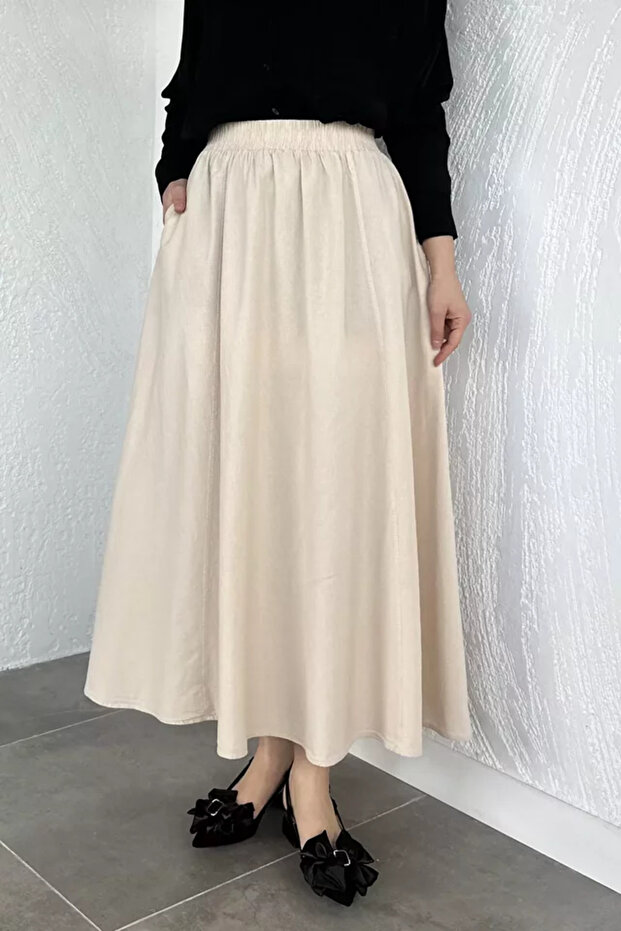 Hijab Skirt with Elastic Waist and Pockets