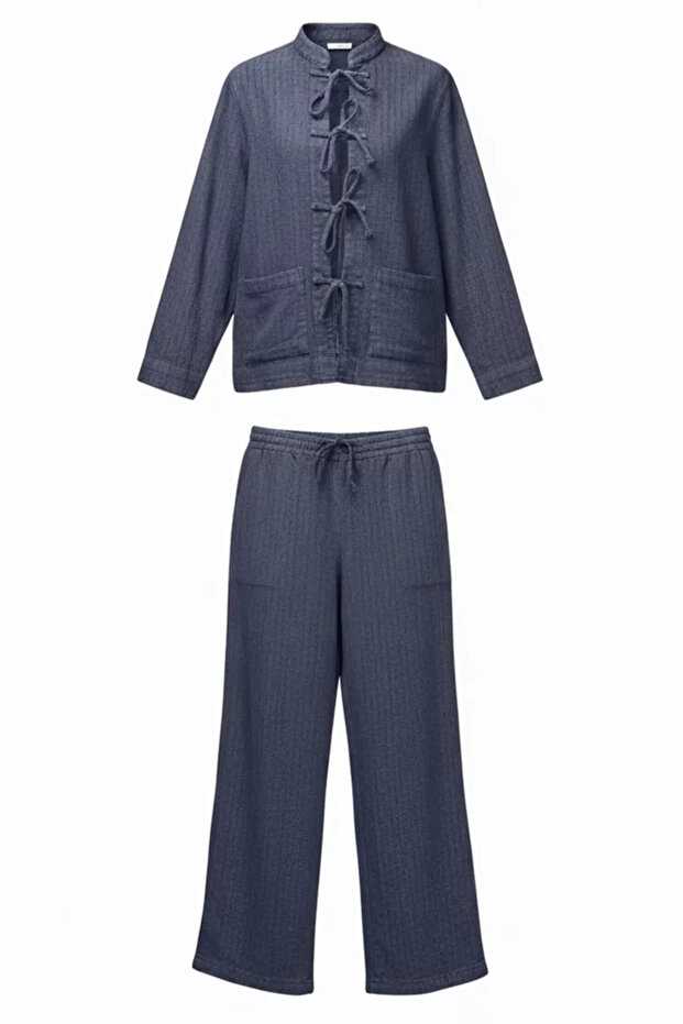 Women's Front Lace-Up Jacket and Pants Two-Piece Set