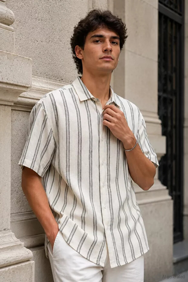 Men's Striped Short Sleeve Shirt
