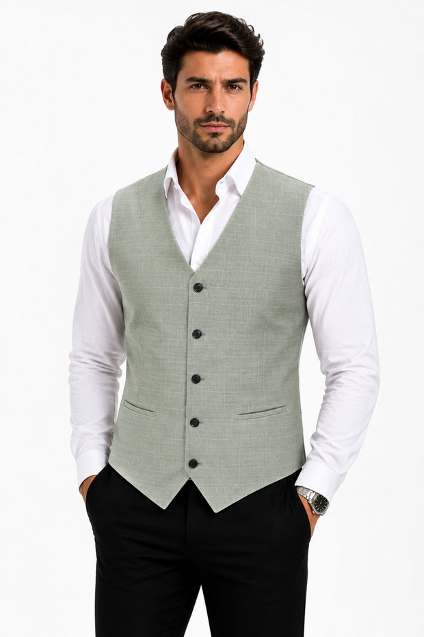Men's V-Neck Vest Water Green 50303