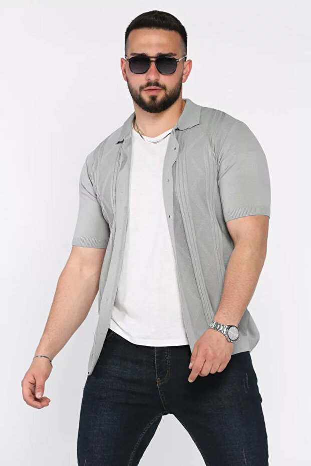 Men's Patterned Short Sleeve Knit Shirt