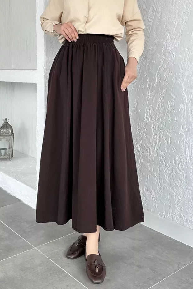 Hijab Skirt with Elastic Waist and Pockets