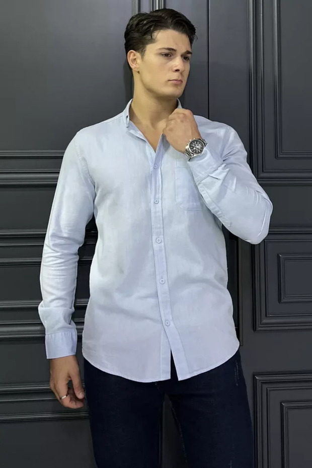 Single pocket long sleeve men's shirt