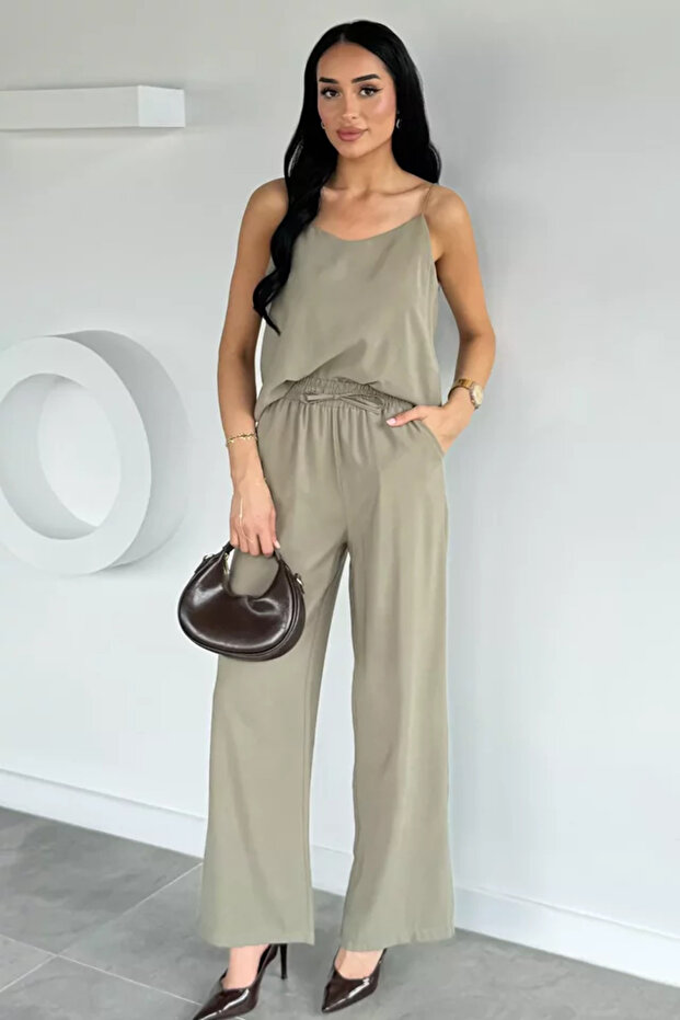 Rope Strap Blouse and Pants Double Set