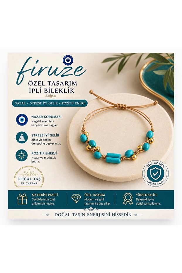 Turquoise Natural Stone String Bracelet – 8 mm Special Design Stylish Unisex Bracelet