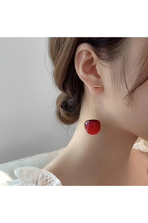 Cherry Patterned Dangle Earrings
