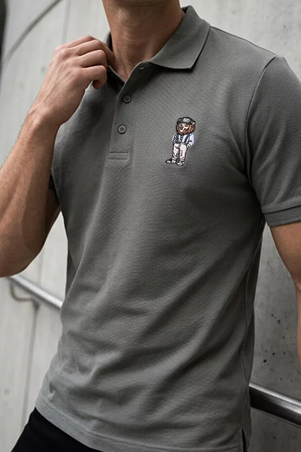 Men's Polo Neck Embroidered T-Shirt