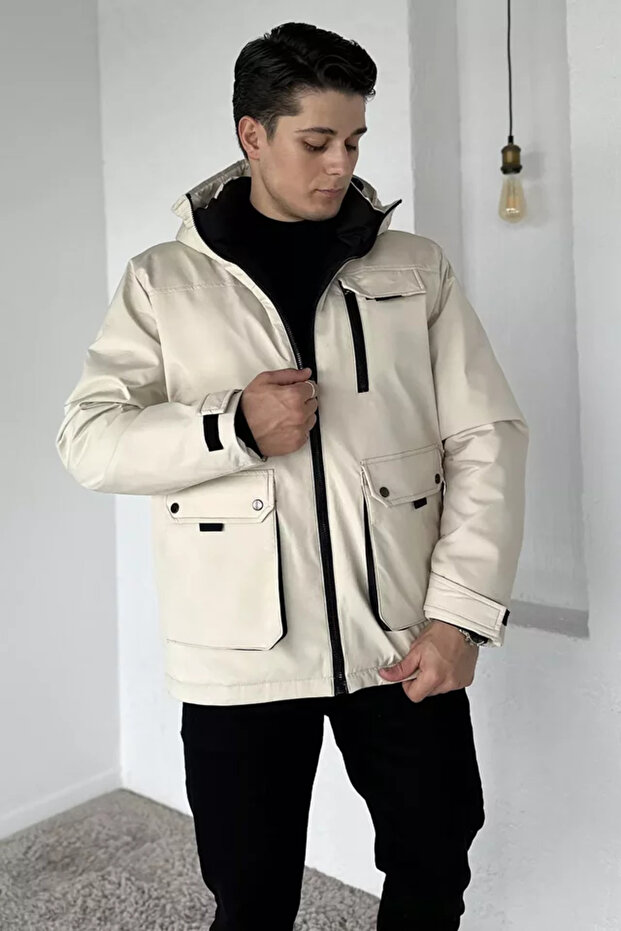 Lined Hooded Men's Coat