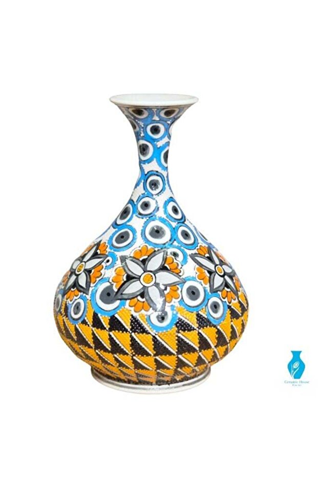 Handmade Turkish Ceramic Decorative Vase - 20 cm