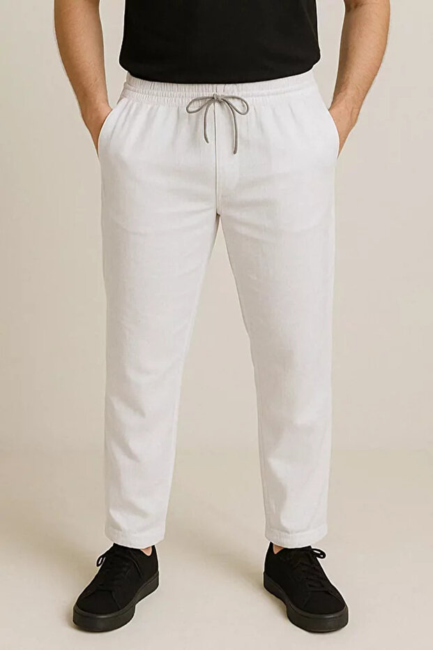 Men's Waist-Tie Linen Jogger Pants