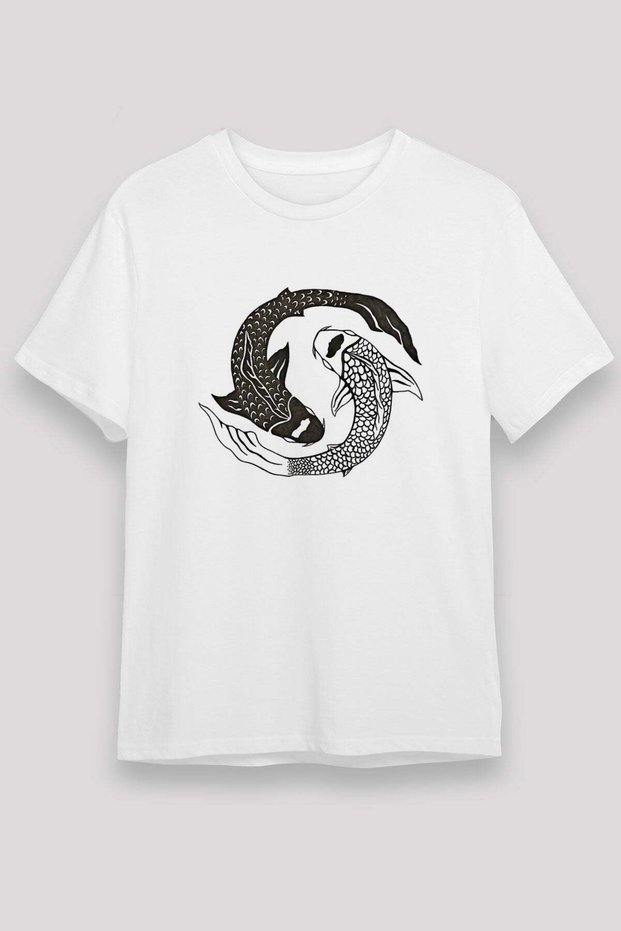 Pisces Zodiac Sign Yin Yang Fishes Printed T-Shirt