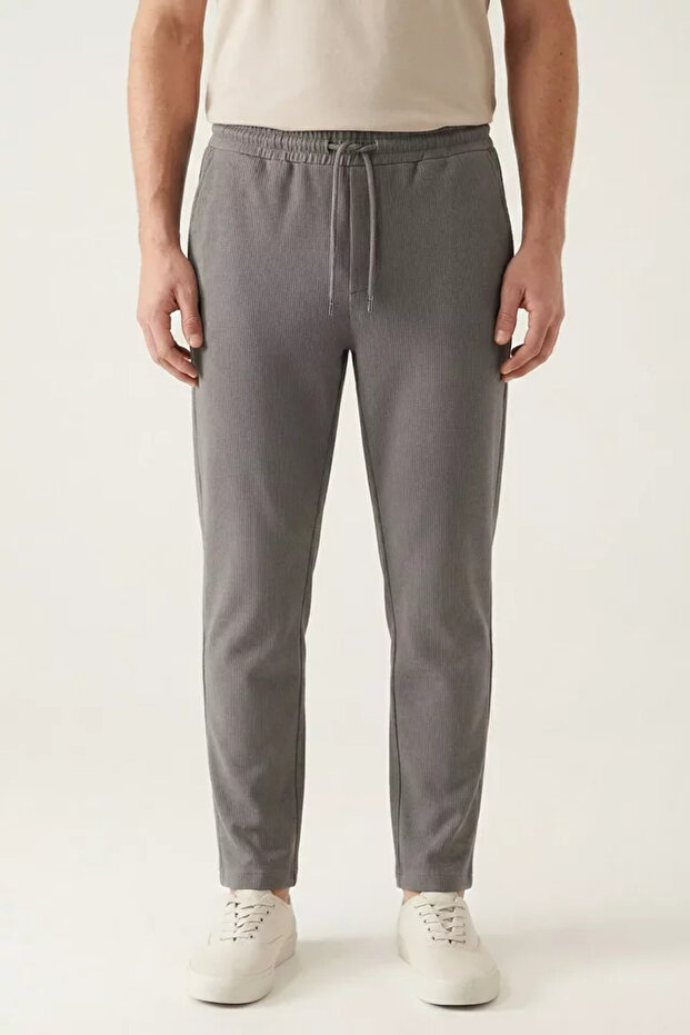 Elastic Waist Lace-Up Double-Legged Men's Trousers