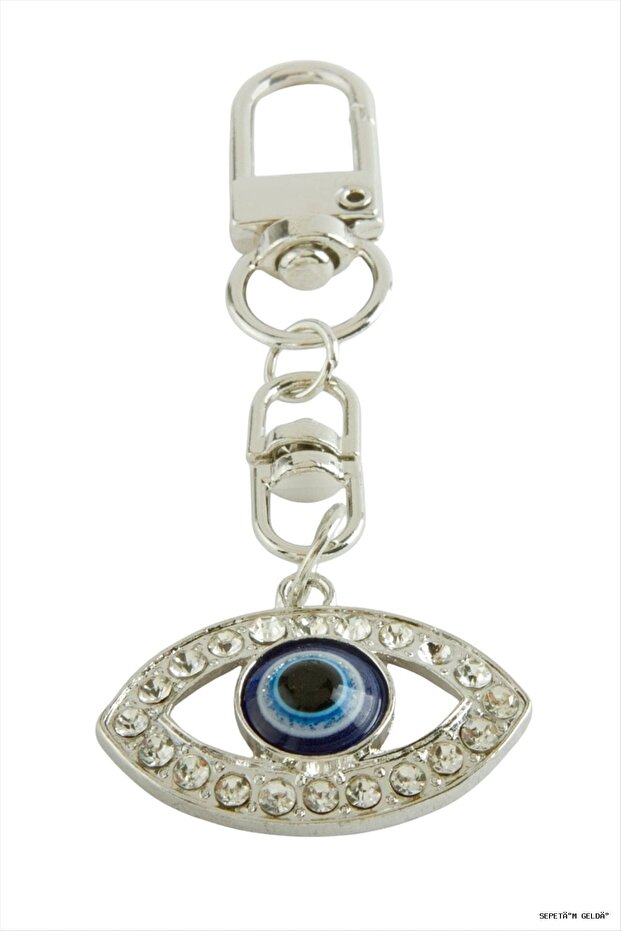 Spt-Gld Evil Eye Stone Keychain (183315) Silver Color