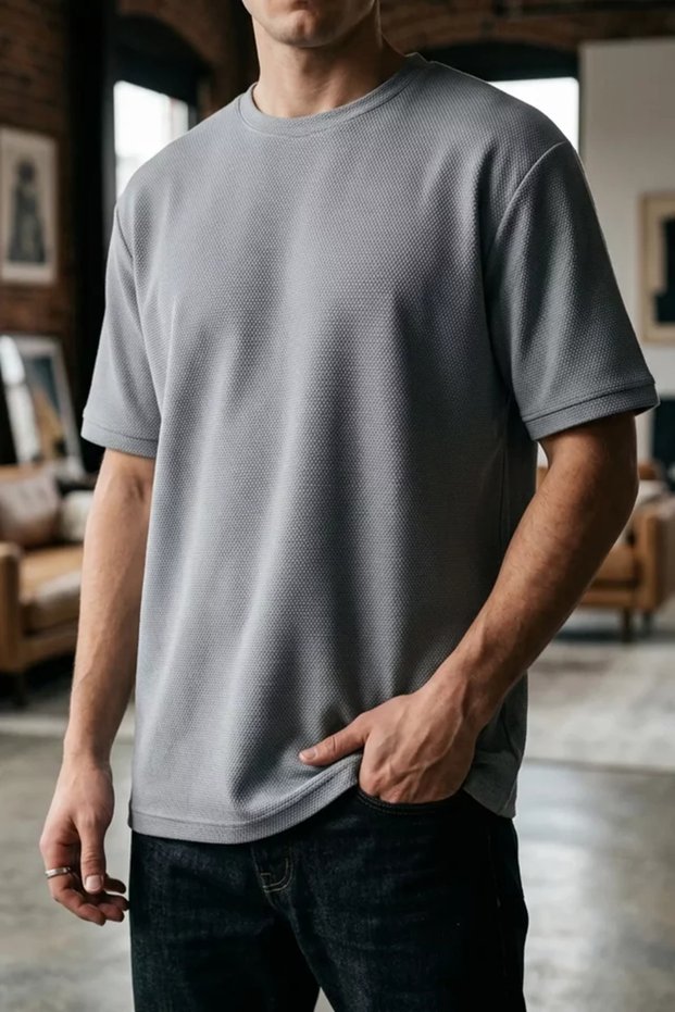 Men's Self-Printed Crew Neck T-Shirt