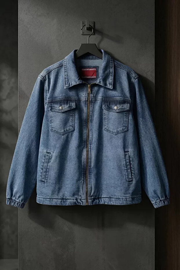 Men's Front Zipper Jean Denim Jacket