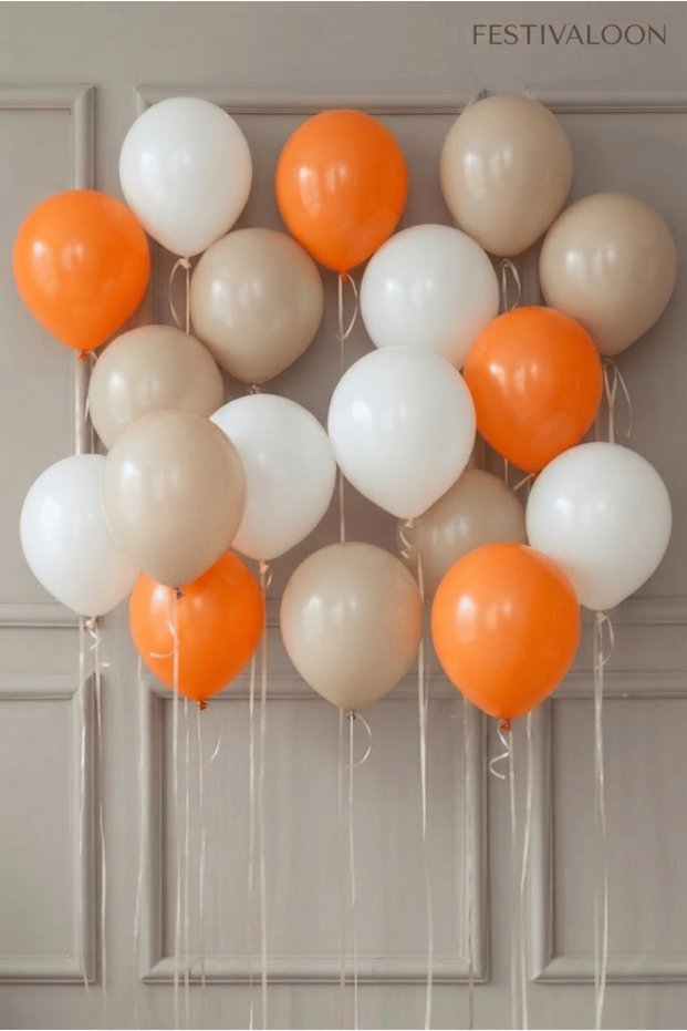 Set of 20 Orange Sea Sand Beige White Balloons Birthday Party Decoration Stylish Natural Decoration Balloon
