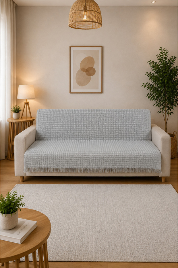 Double-Sided Buldan Woven Cotton Sofa Cover 170X210 cm – Sofa Bed Cover Geometric Patterned Sofa Shawl