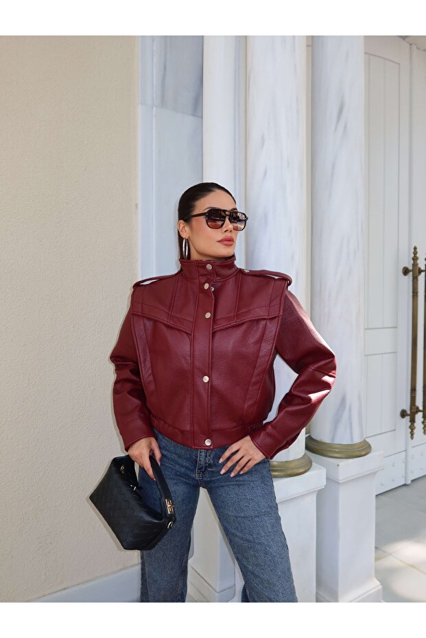 Padded Design Leather Jacket