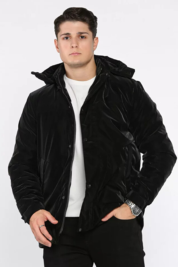Lined Hooded Men's Coat