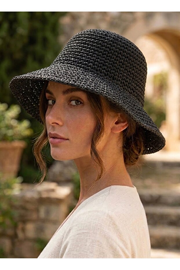 Straw Bucket Knitted Beach Hat - Sun Protection Foldable Premium Bucket Hat