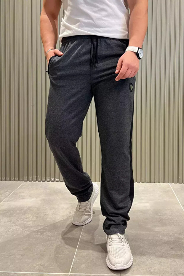 Straight-Leg Men's Sweatpants with Side Stripes