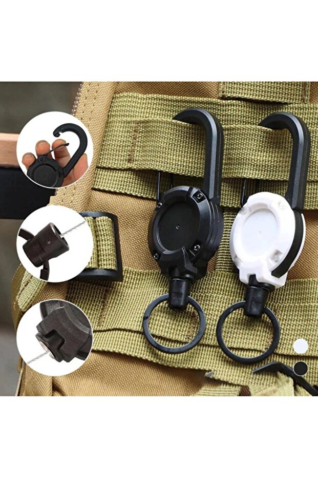 Steel Rope Keychain with Carabiner Hook