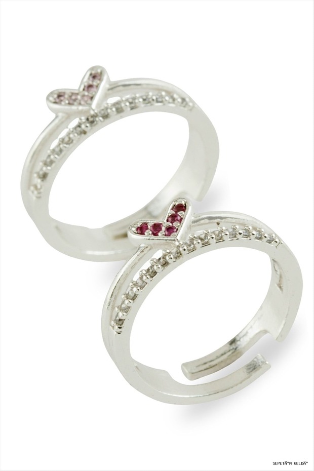 Spt-Gld Heart Zircon Stone Metal Ring (191208) Silver Color