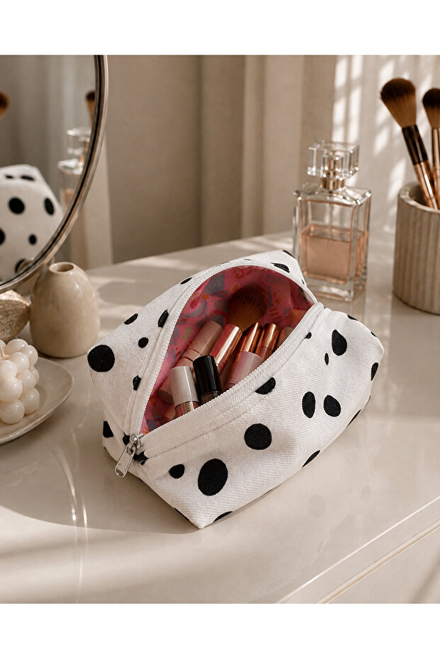 Black and White Polka Dot Mini Makeup Bag