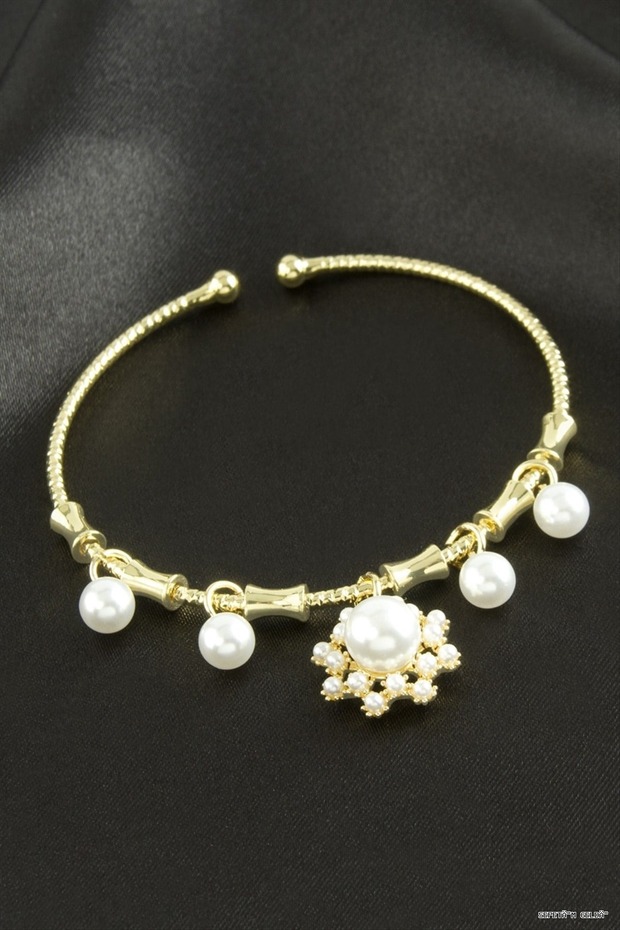 Spt-Gld Flower Pearl Bracelet (185651) Yellow