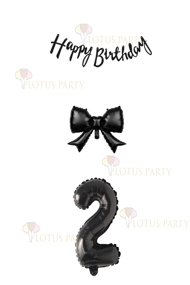 Small Black Ribbon Balloon 1 Piece - 1 Piece Black 76 cm Number Balloon 1 Banner - Age