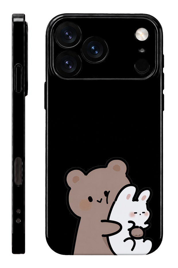 iPhone 17 Pro Teddy Bear Protect Slim Glossy Full Cover Print Camera Protected Phone Case