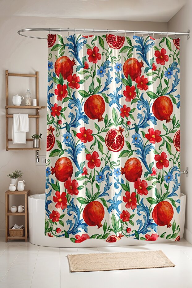 Bathroom Curtain, Pomegranate Garden Patterned Shower Curtain, Bathtub Curtain 175X200Cm