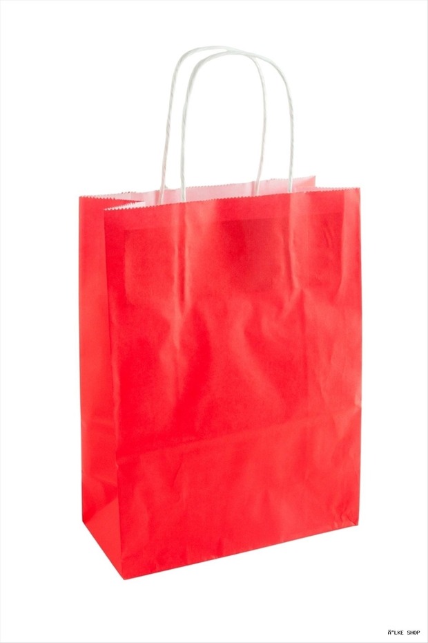 Ilkestor 8X18X24 cm Twist Handle Paper Bag 1 (220927) Piece Red
