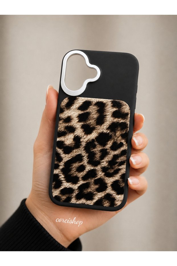 iPhone 17 Compatible Case Leopard Pattern Shock Absorbing Soft Silicone Cover with Metal Camera Protection