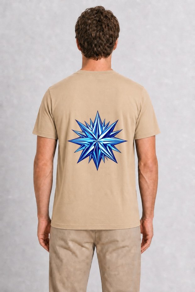 Men's Y2K Aesthetic Moon and Star Geometry Back Print - Cream