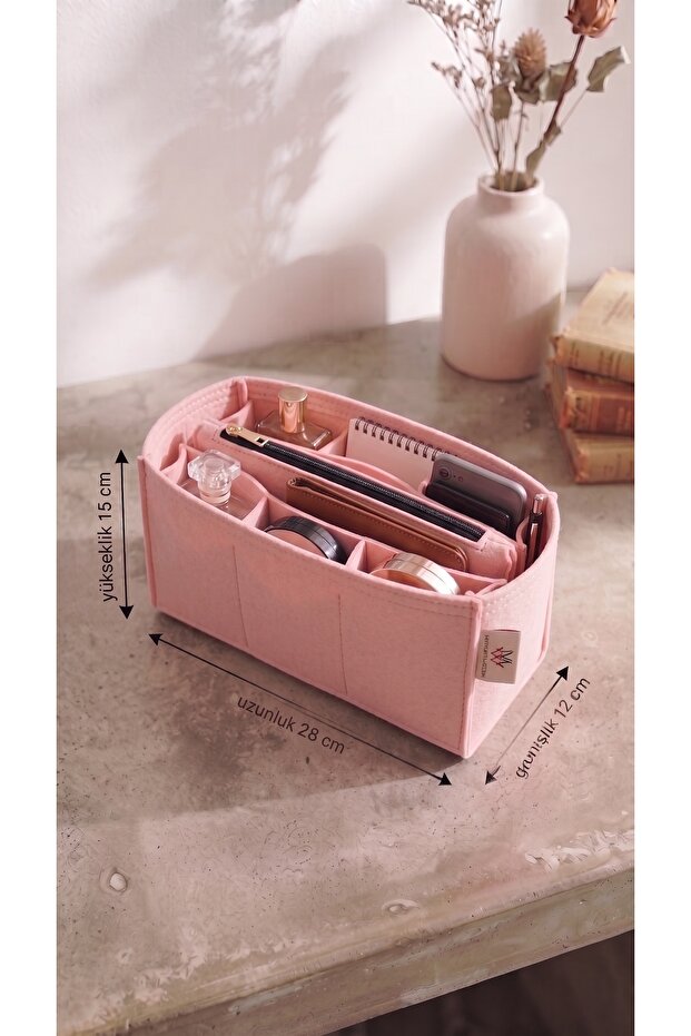Six Compartment Clutch Cantali Organizer Light Pink Color 28 X 15 X 12 Dimensions (Length X Height X Width)