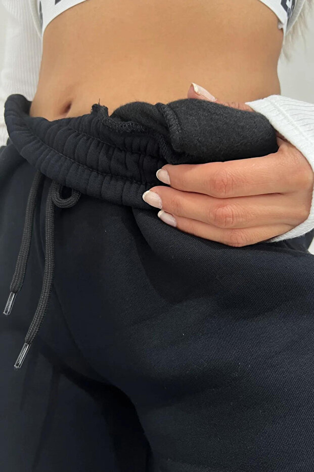 Women's Cotton Black (3 Yarn Sharded) Sweatpants