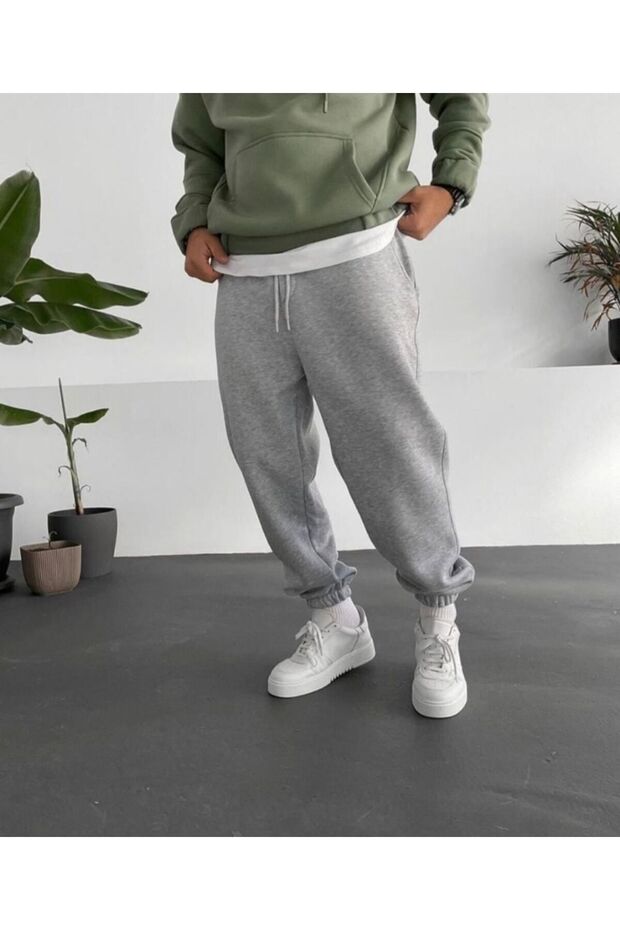 Gray Sweatpants 3 Threaded Yarns with Cotton Inside